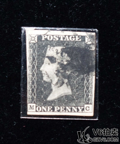 Lot176-138 1840年英國黑便士郵票 四邊見白，有折痕 中上品